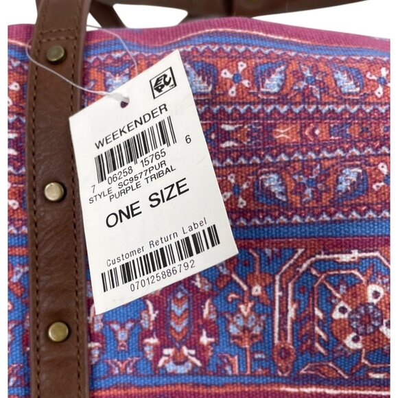 Style & Co Bohemian Vintage-Style Weekend Travel Bag With Colorful Pattern & Lea - Picture 7 of 16